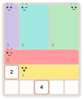 MeowBlock Easy puzzle — 5×5 Shikaku grid